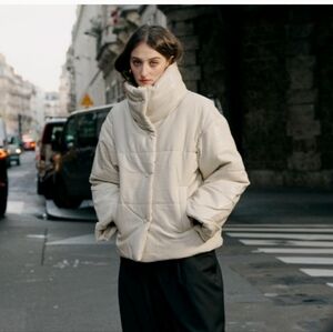 Stylish Cream Puffer Jacket